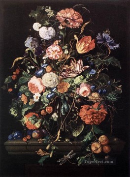 Flores en vaso y frutas Barroco holandés Jan Davidsz de Heem Pinturas al óleo